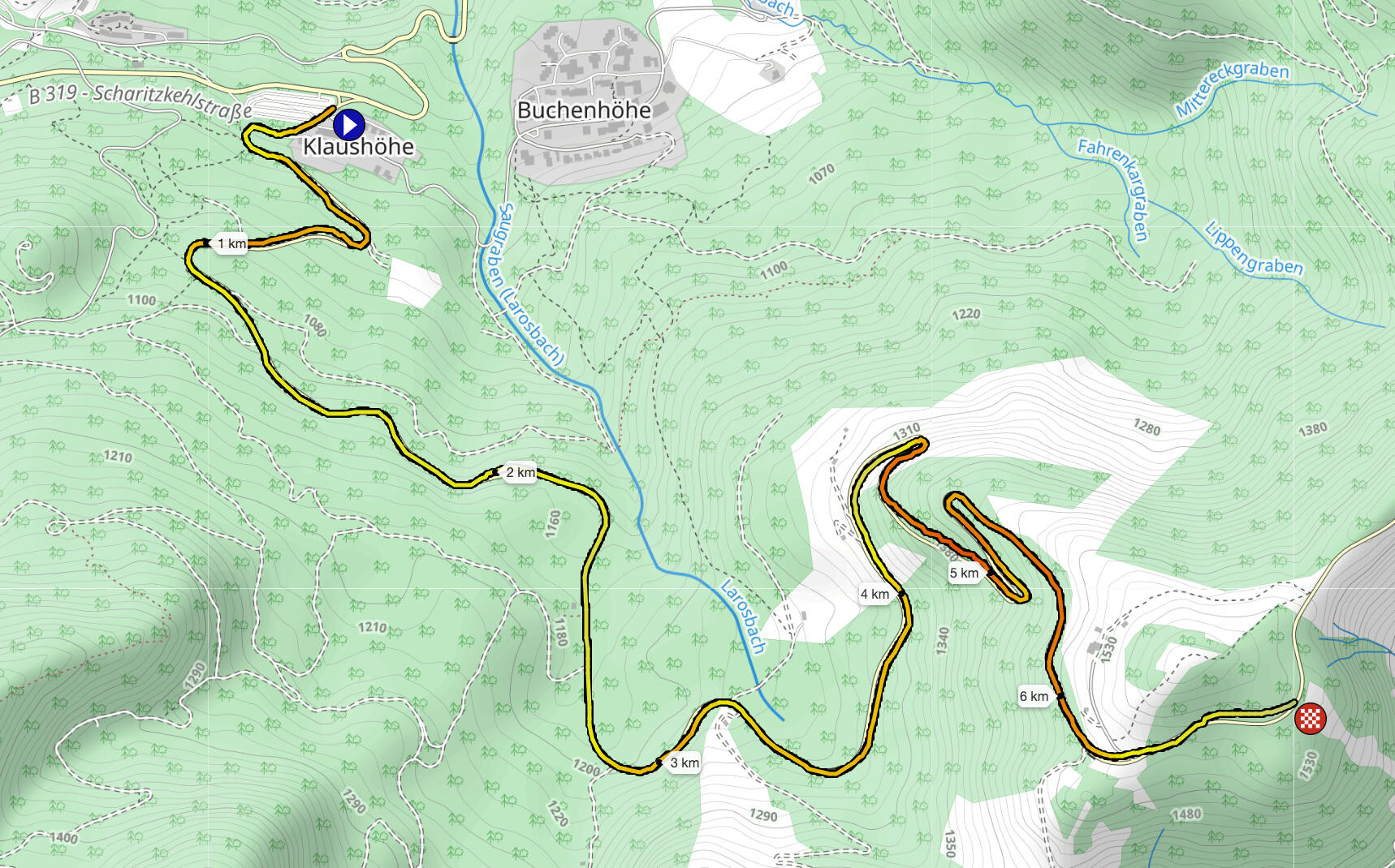 Karte Segment Everesting Karte Segment Everesting Klaushöhe bis Rossfeld
